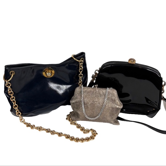 VTG 60s Purse Set of 3 Handbag Navy Ron Bienen Black Le Lis Beaded Made in Japan - Picture 1 of 14